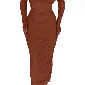 Bodycon Rust Midi Dress